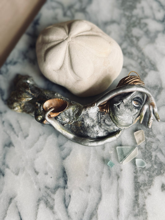 Mermaid oyster shell art