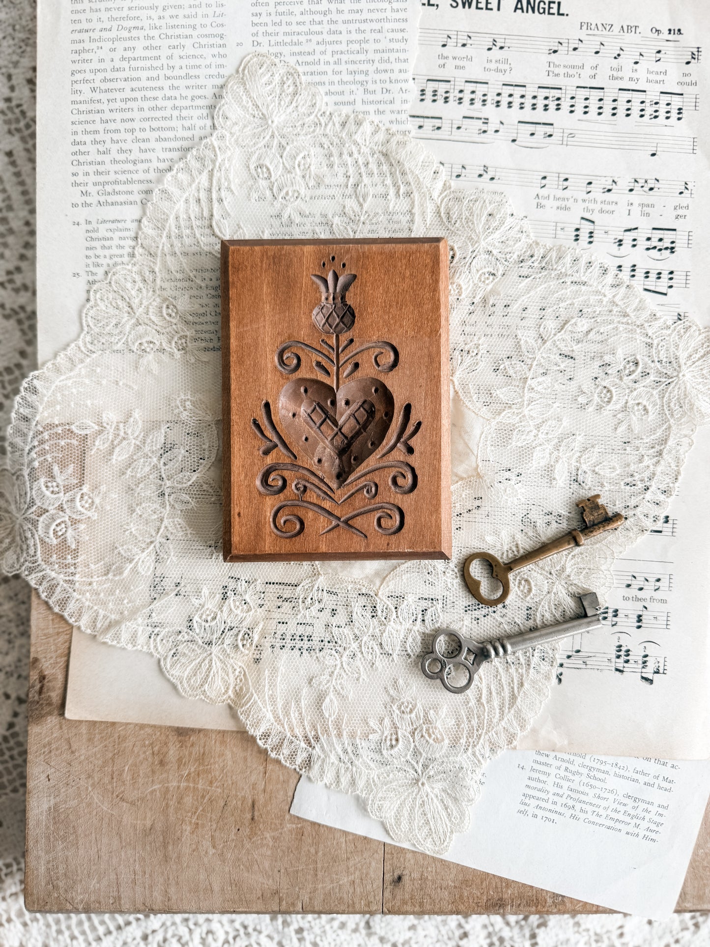 Wooden Springerle Butter Cookie Stamp Press Mold