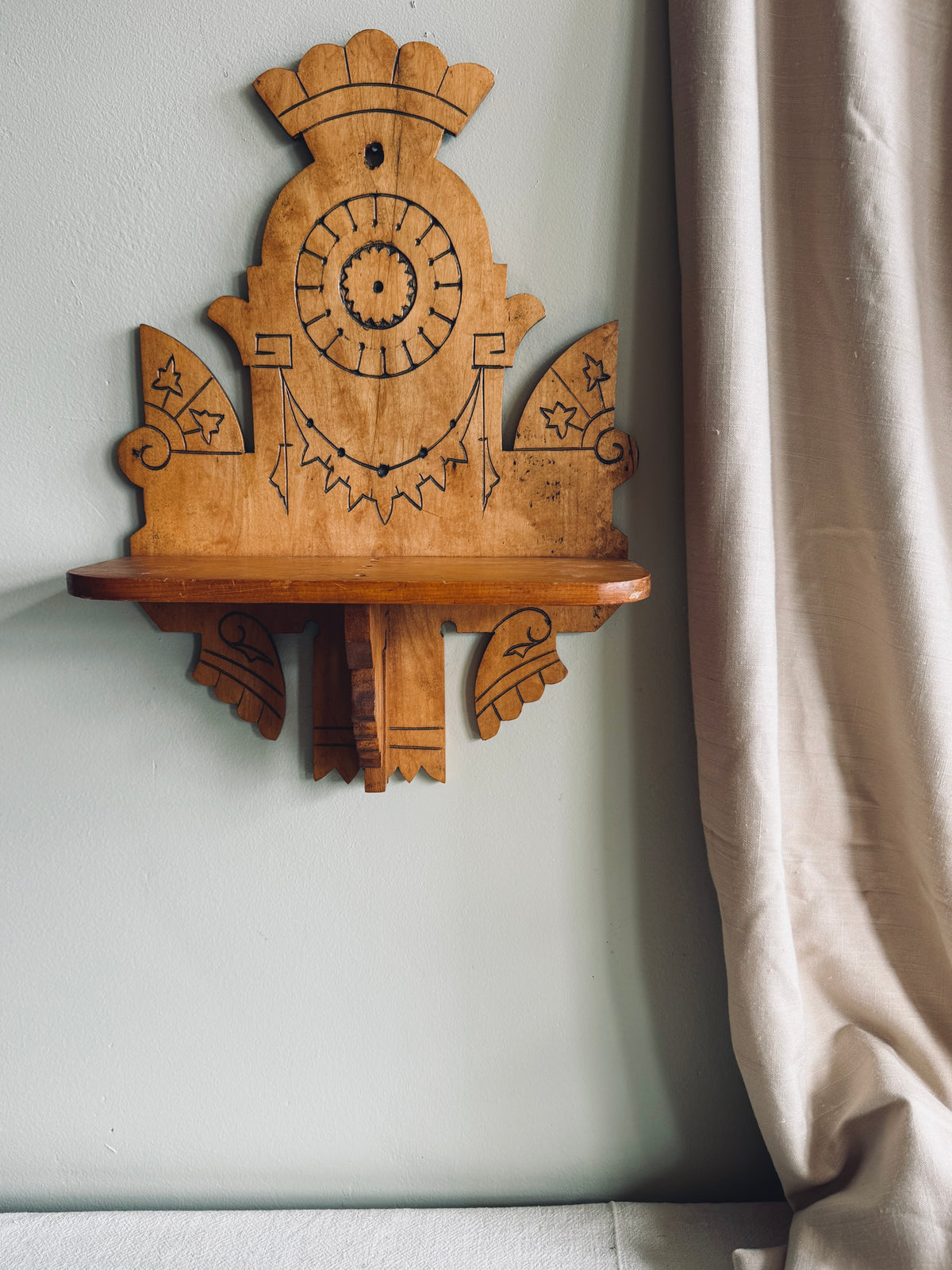 Antique hand carved shelf