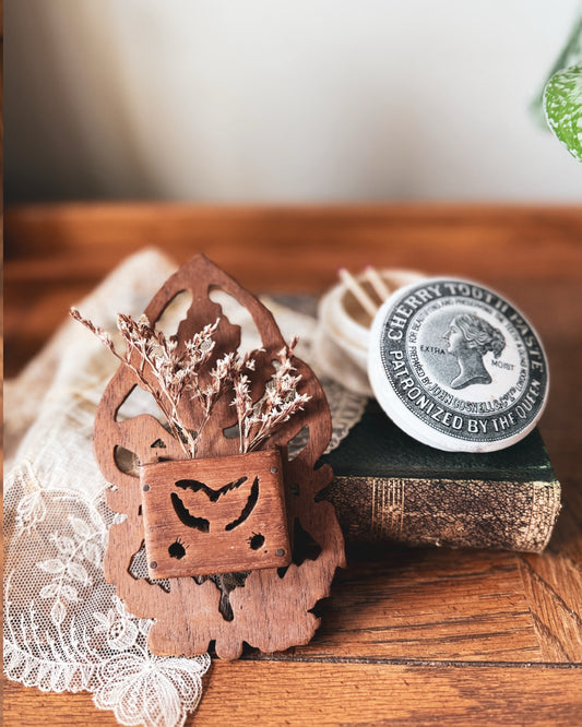 Carved Wooden Hanging Match Holder