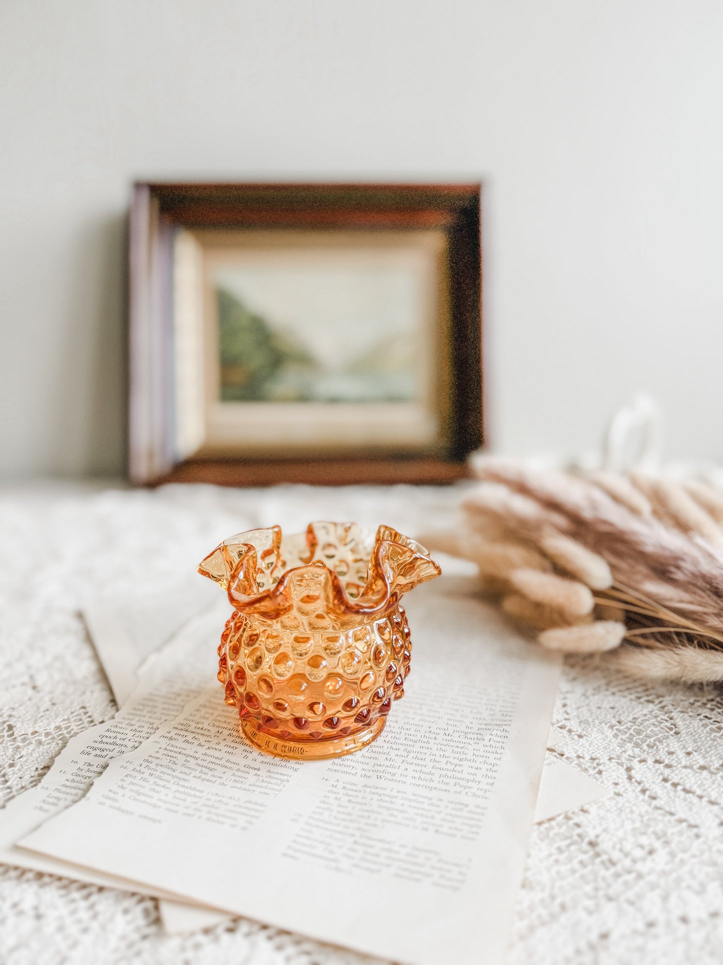 Hobnail ruffled bud vase