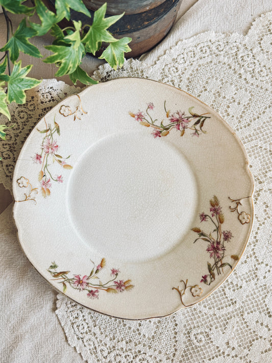 Floral stained and crazed plate