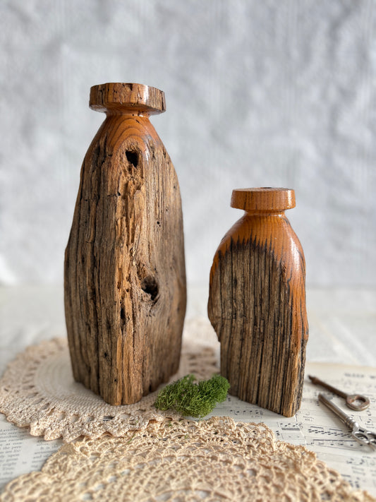 Mid Centuy Live edge hand turned bud vases