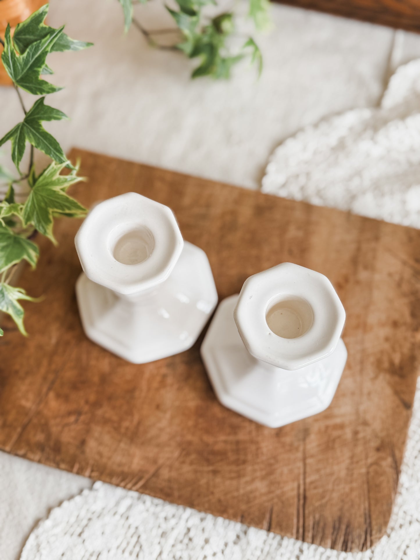 Pfaltzgraff Heritage White Candle Sticks set of 2