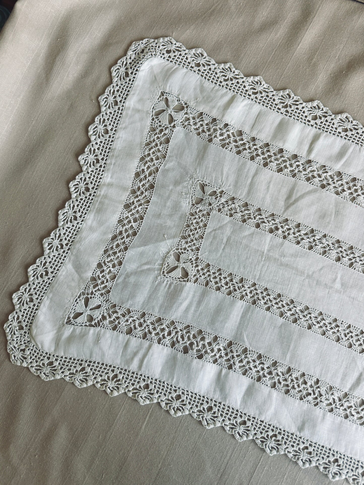 Rectangular white linen table runner