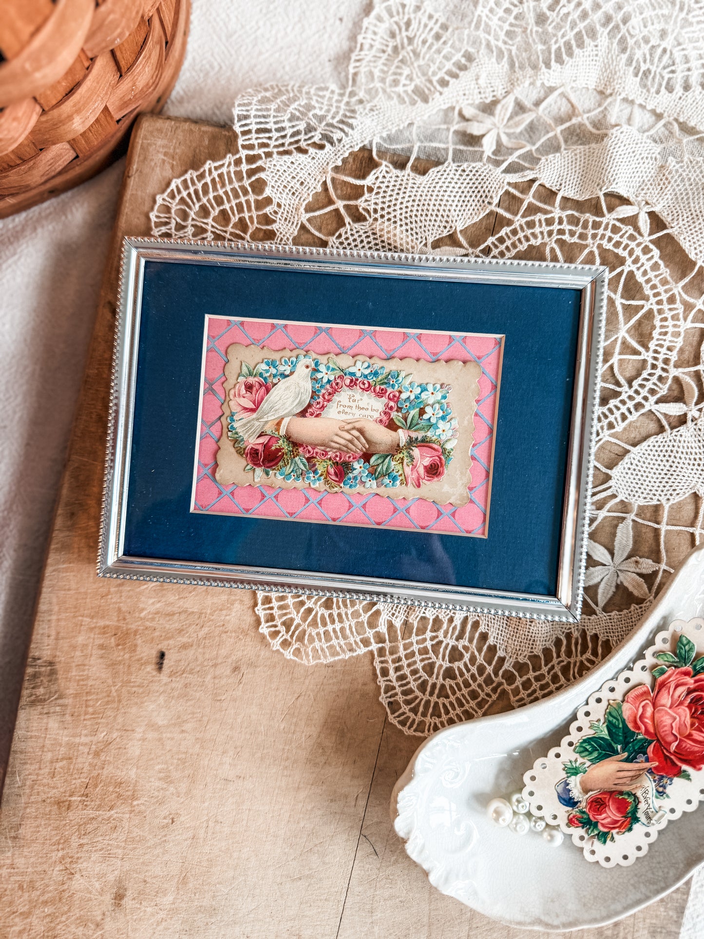 Framed Antique victorian calling card