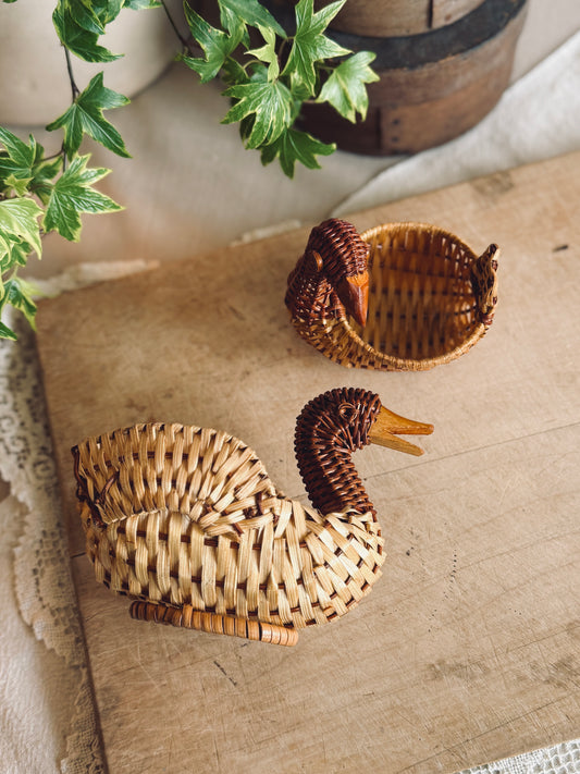 Pair of small vintage duck baskets