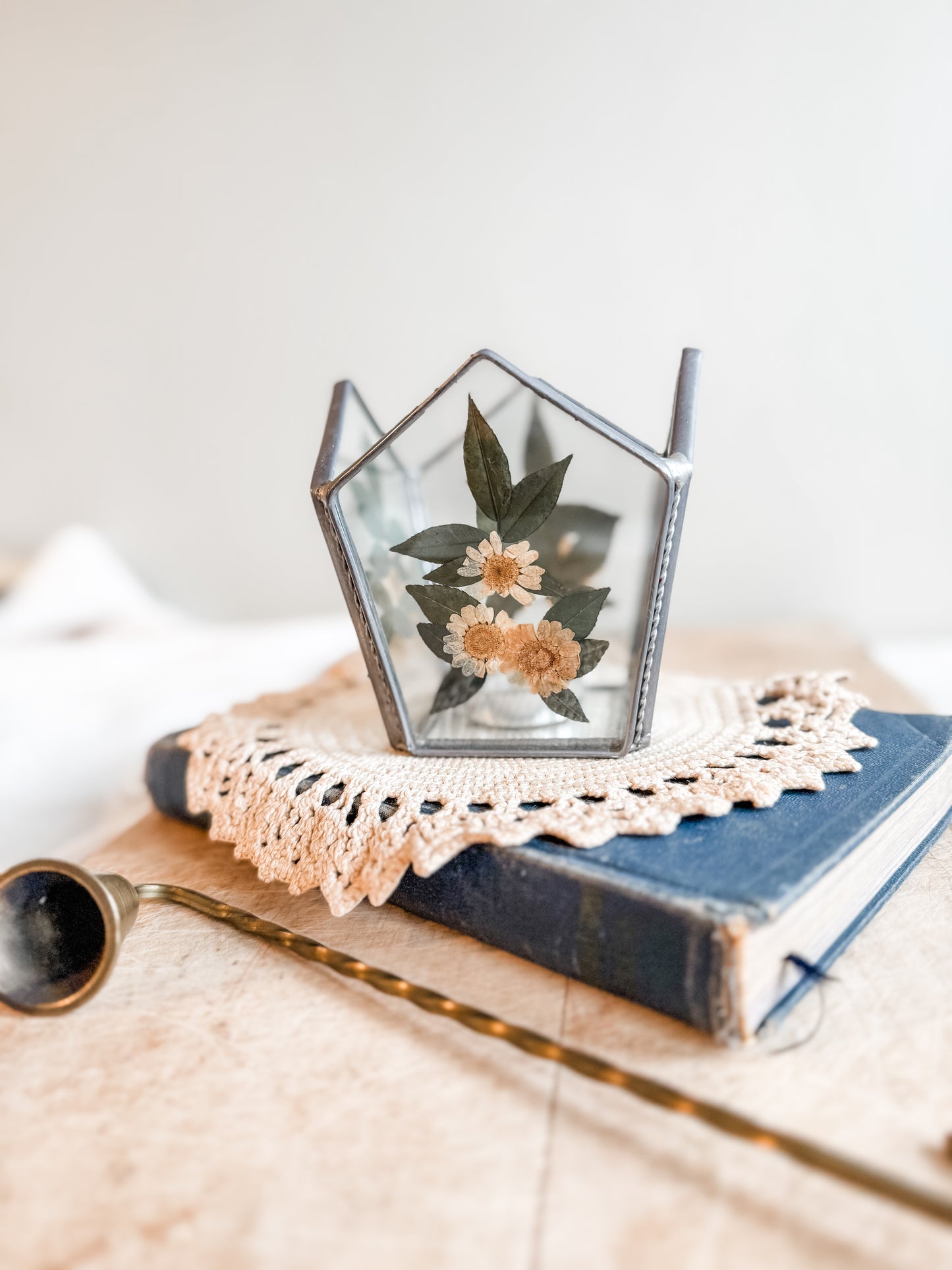 Dried Pressed Flower Candle or Tealight Holder