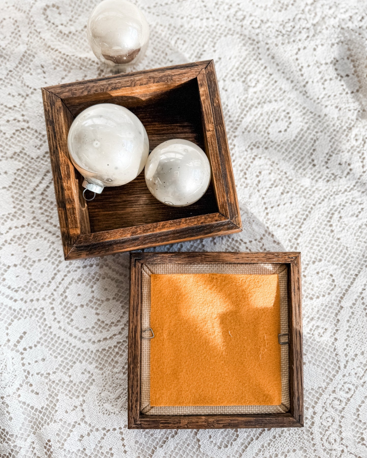 Wooden Box with cross stitched NOEL