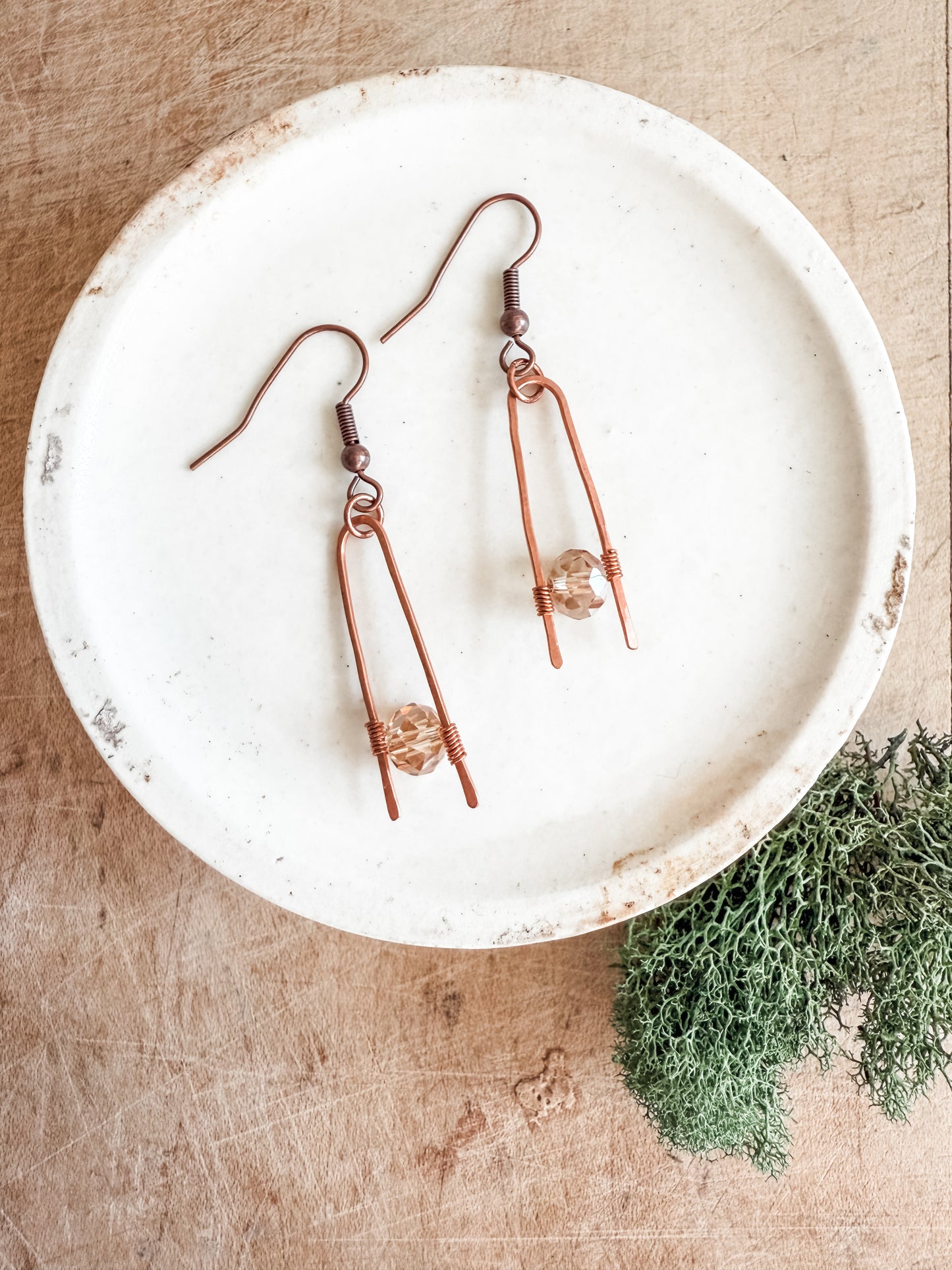 Crystal and Copper Earrings