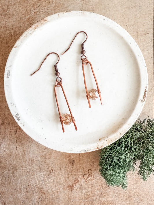 Crystal and Copper Earrings