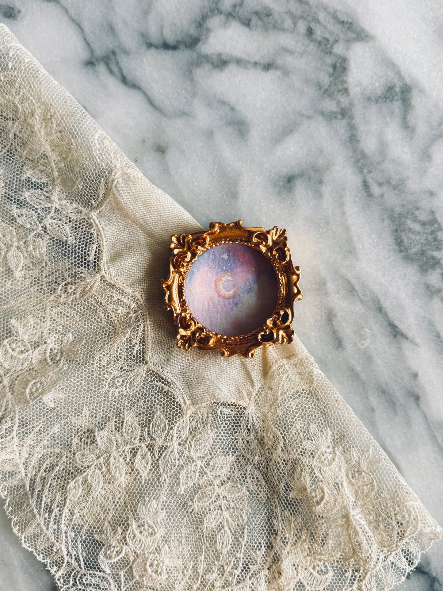Original miniature watercolor of Celestial skies