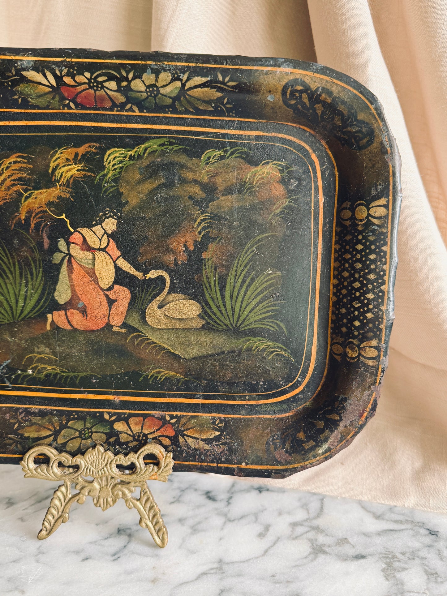 Antique toleware tray