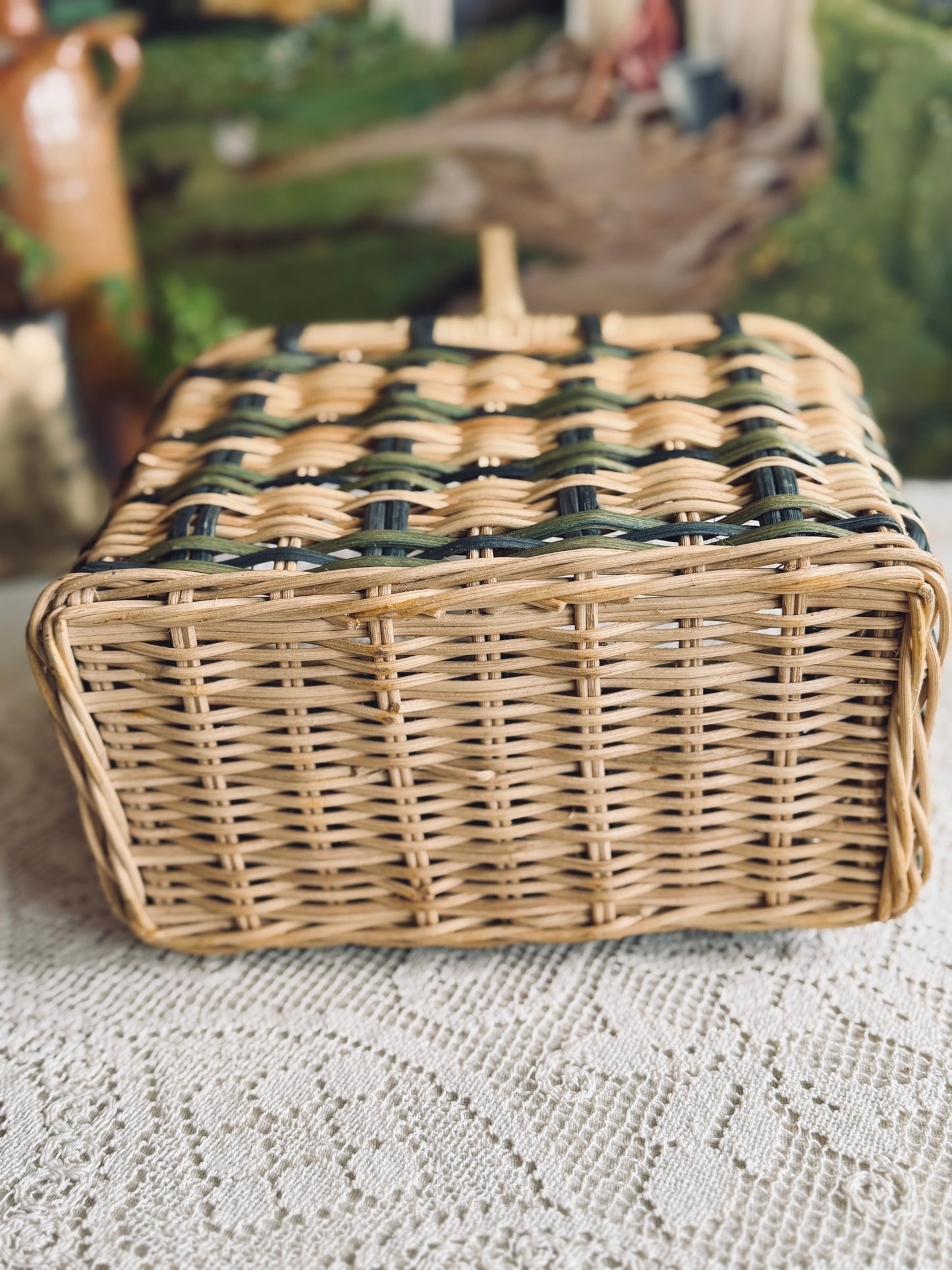 Large Vintage Wicker Wine Basket