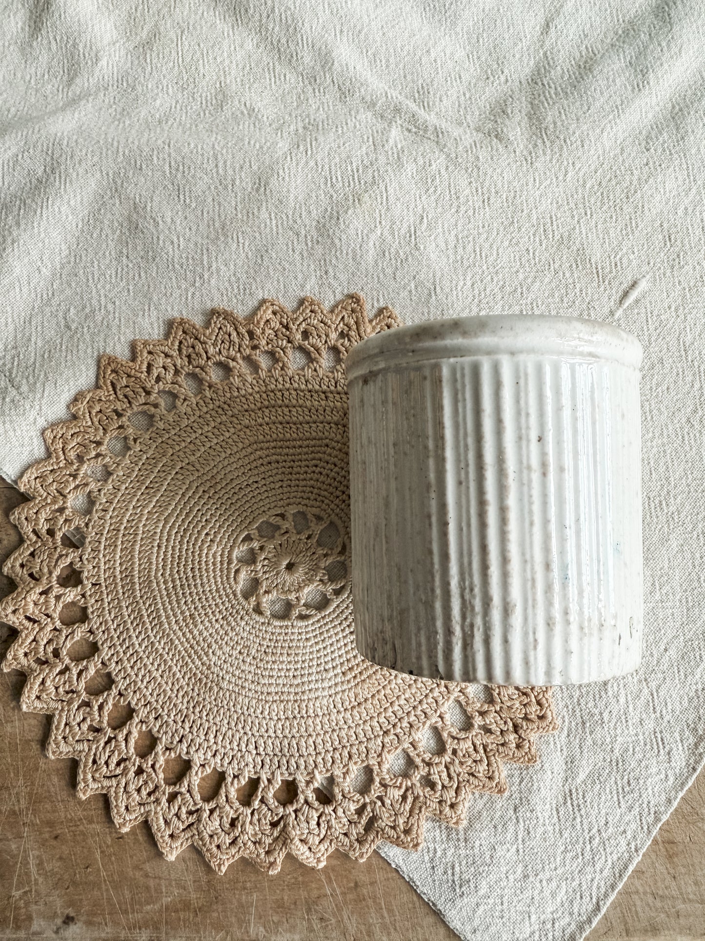 Ribbed Ironstone Marmalade Jar