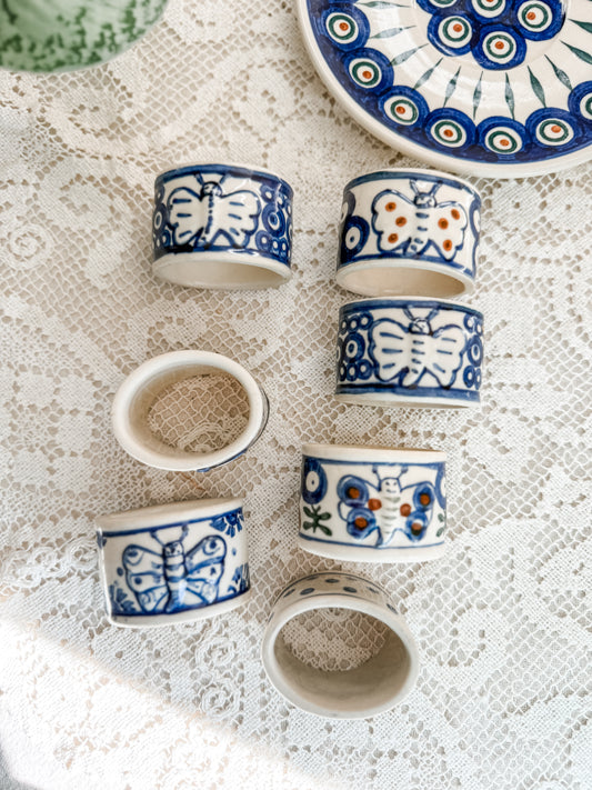 Vintage Polish Pottery napkin rings