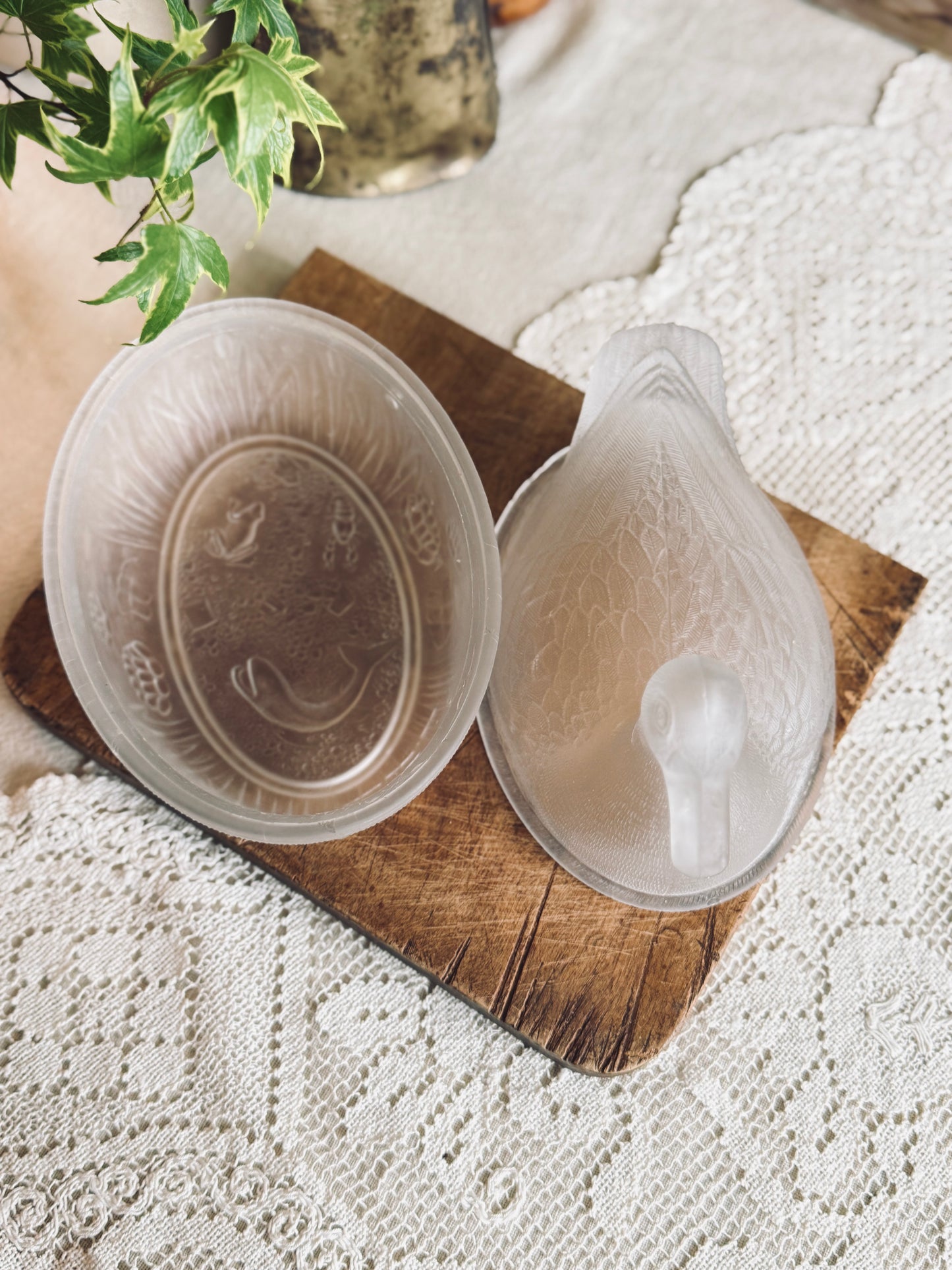 Antique Glass Nesting Duck