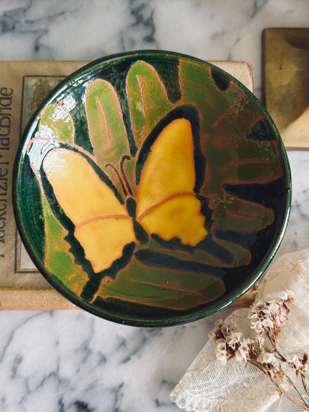 Studio pottery butterfly bowl