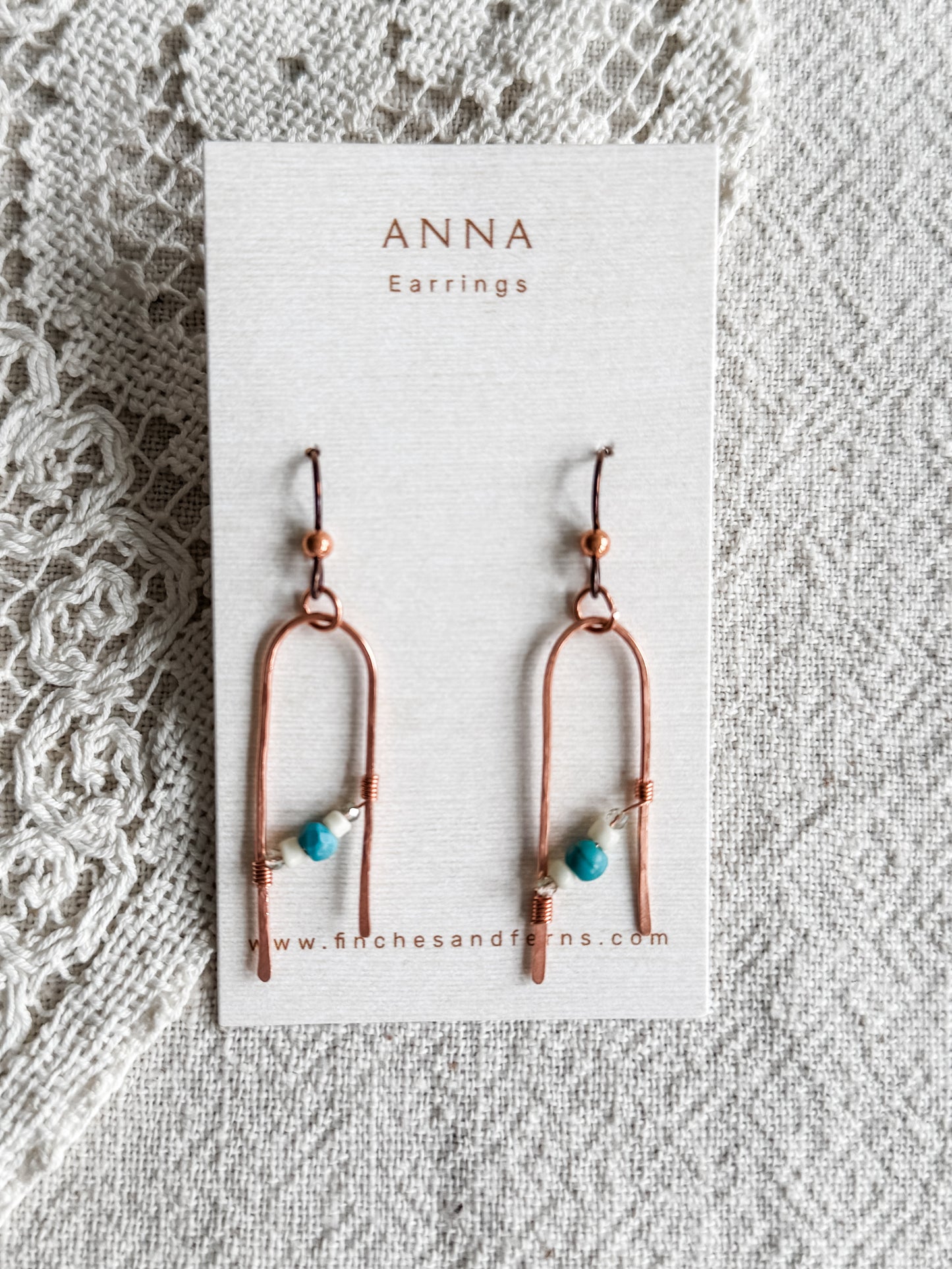 Copper Earrings with Sea inspired bead