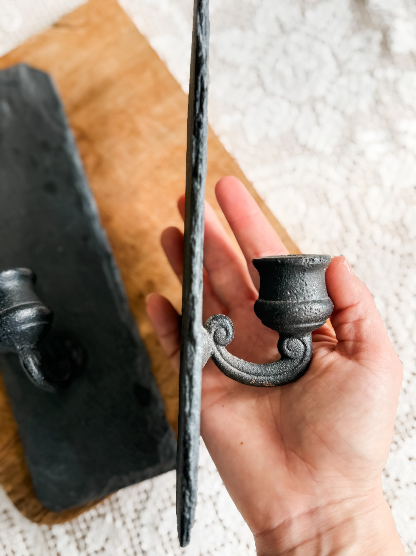 Handmade Slate and iron wall sconces