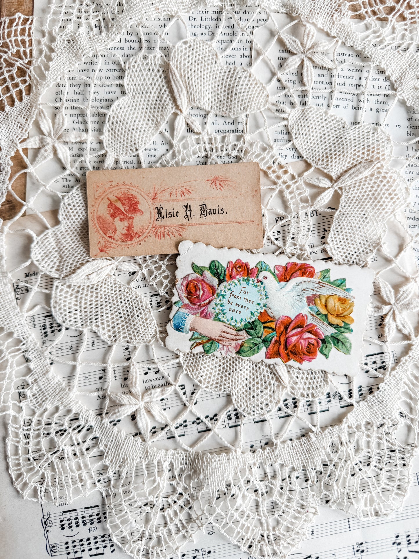 Set of two antique Victorian calling cards