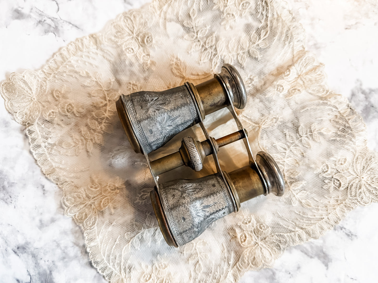 Antique Pewter and Brass Opera Glasses