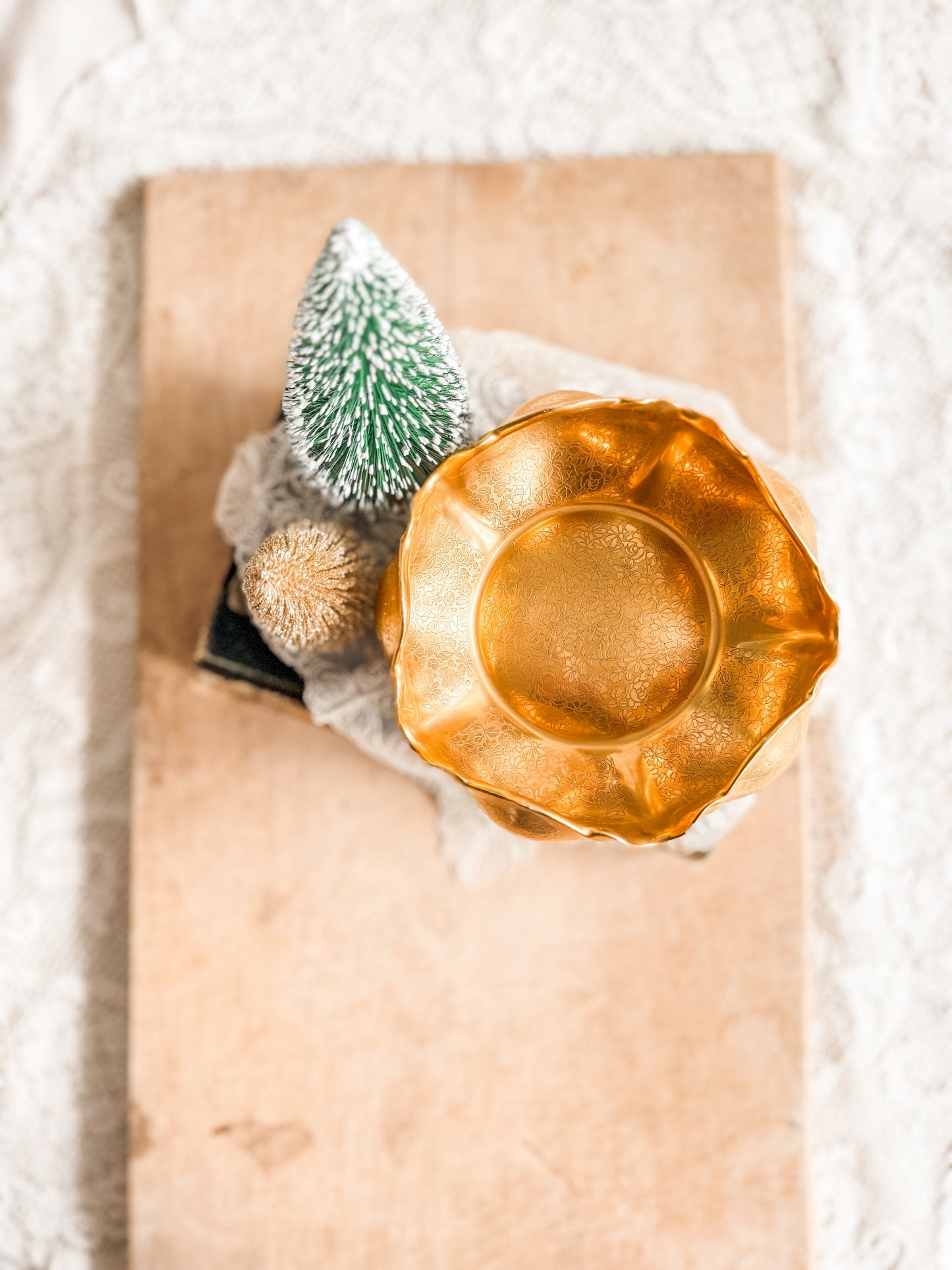 Gold lotus shaped bowl by Pickard