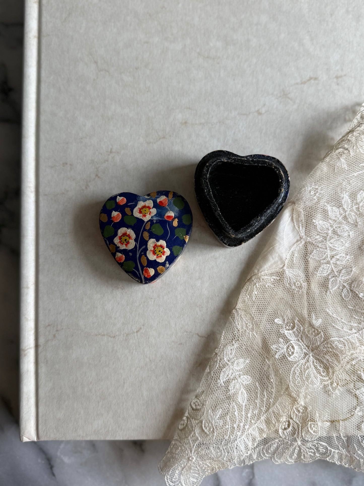 Small heart shaped Kashmiri box