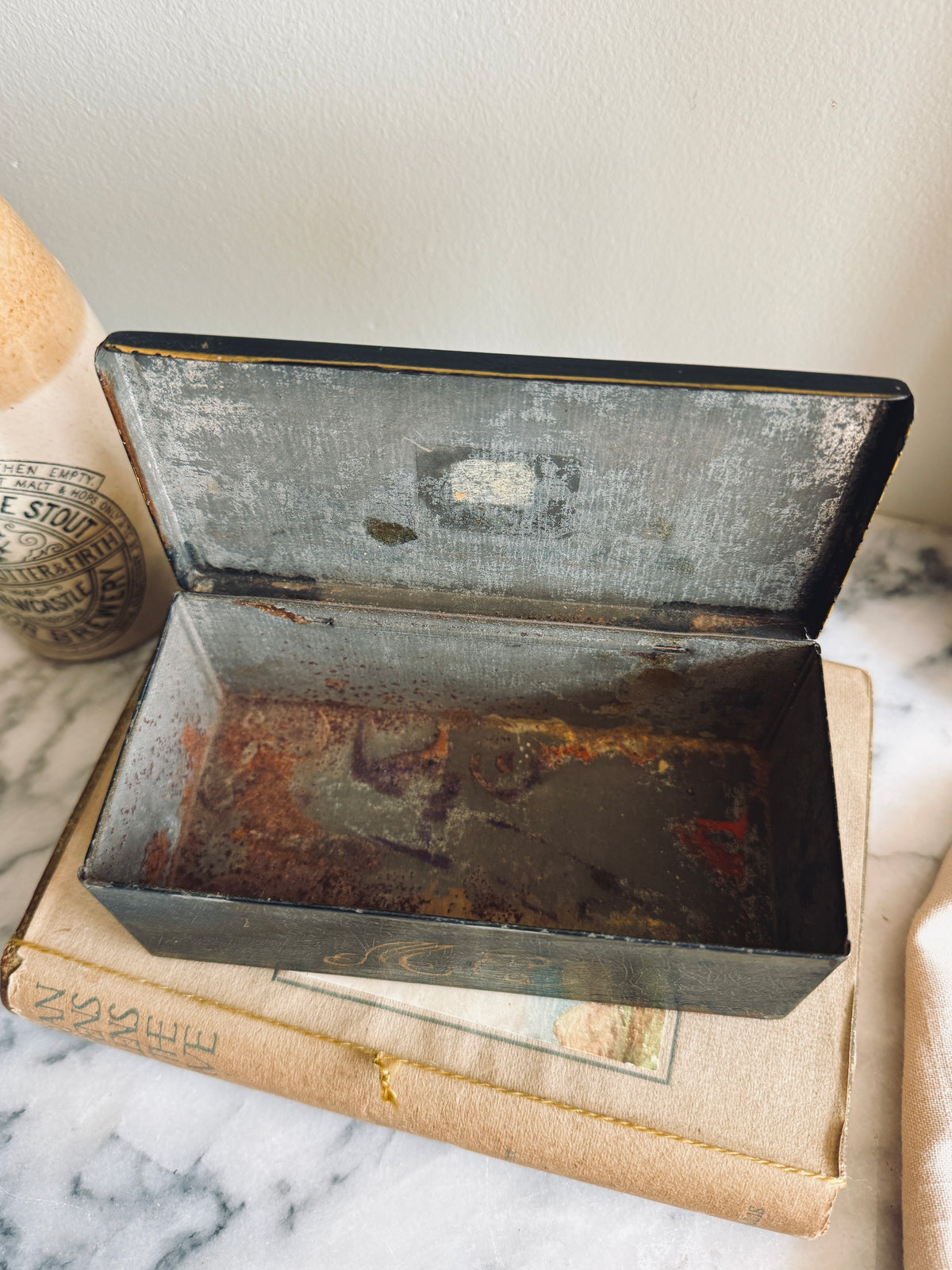 Antique handpainted toleware box