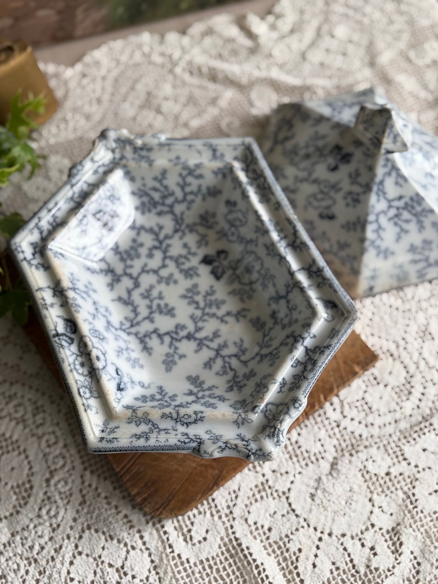 Antique Mid 19th century Staffordshire covered tureen made by Francis Morley & Co. in the pattern “Lady Peel”