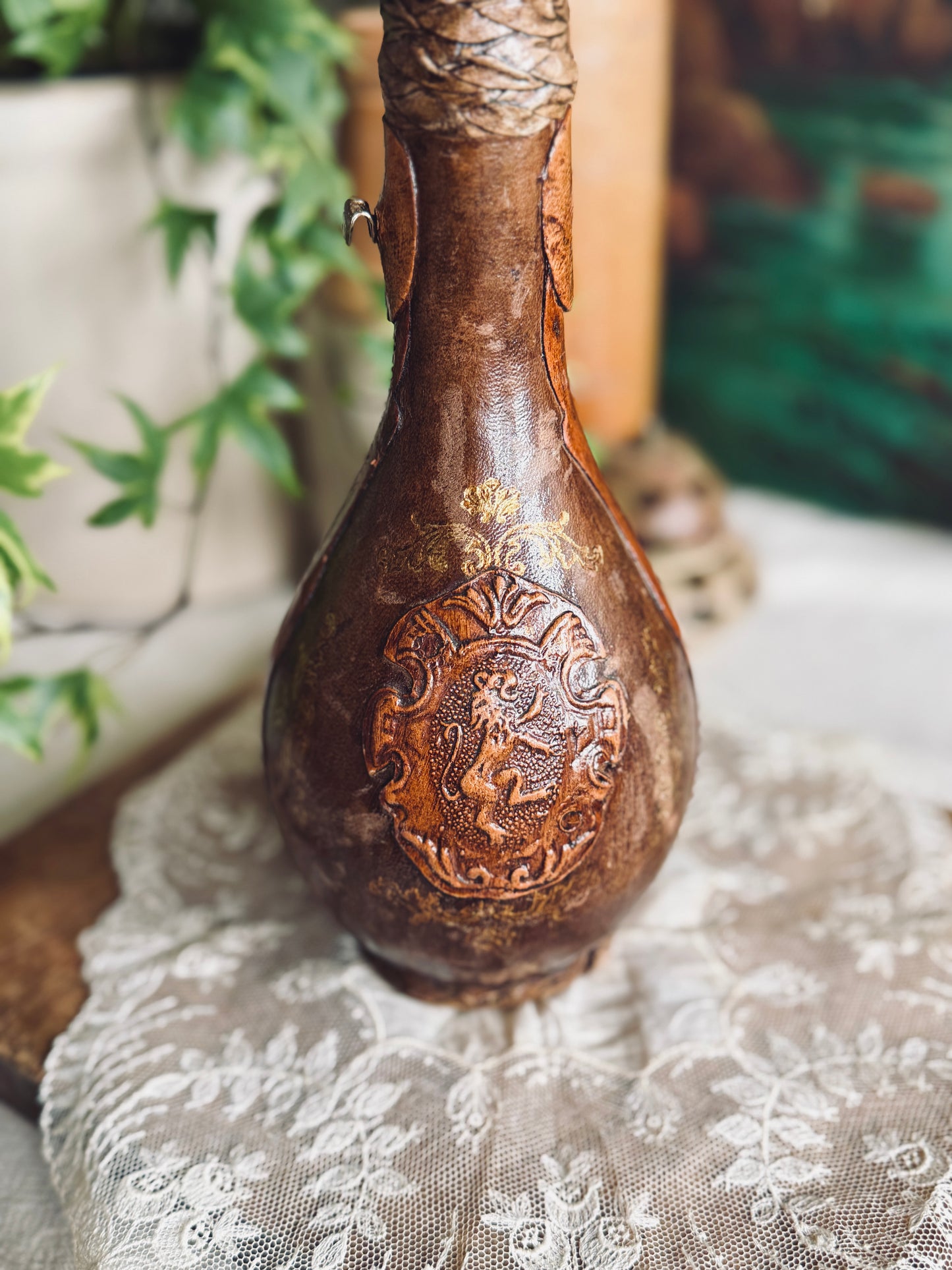Italian leather wrapped decanter