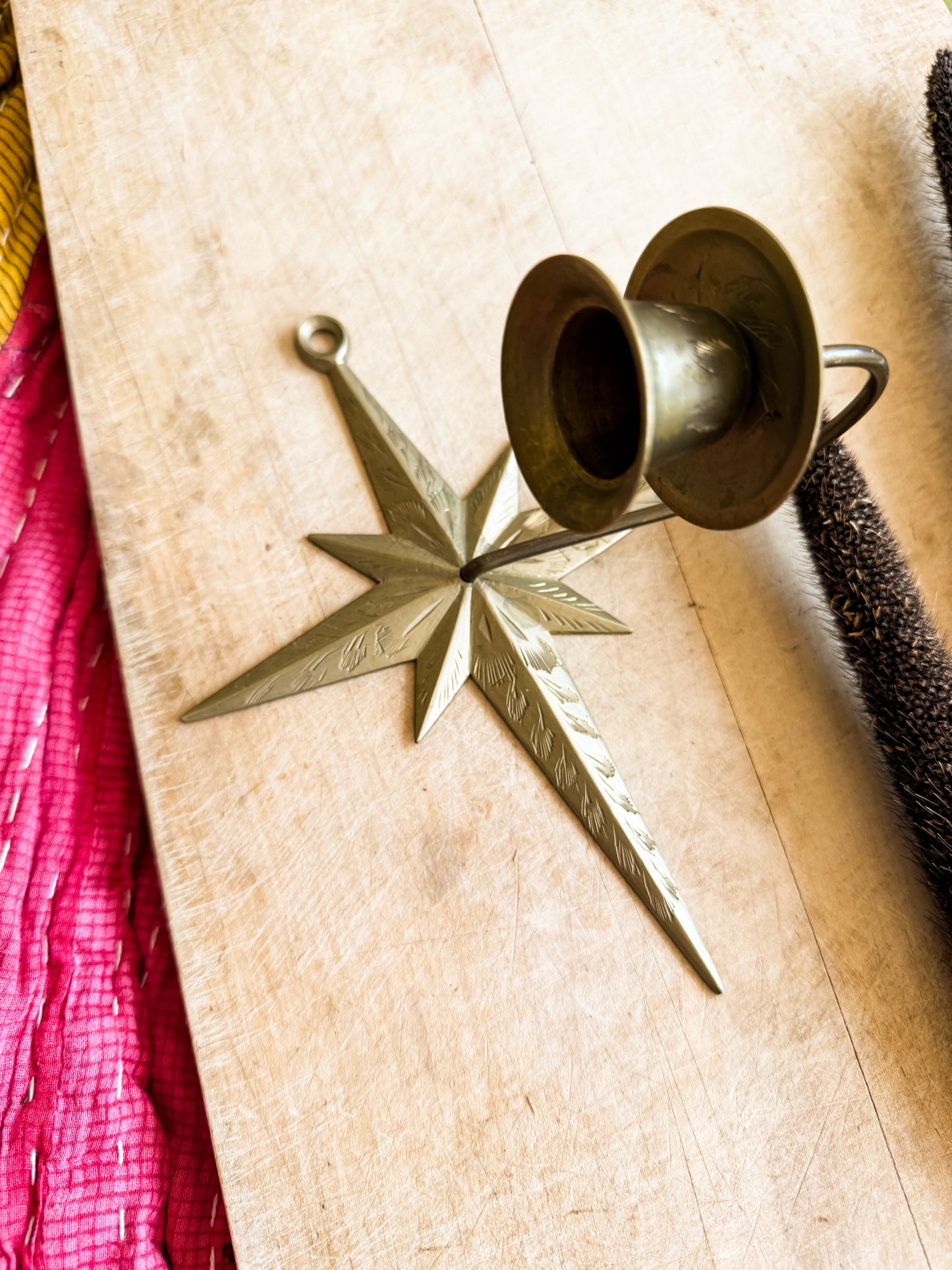 Pair of Brass MCM Starburst Wall Sconces