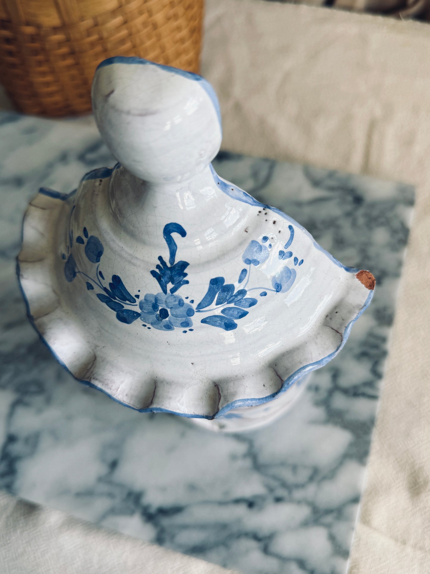 Portuguese ceramic hand painted candle holder