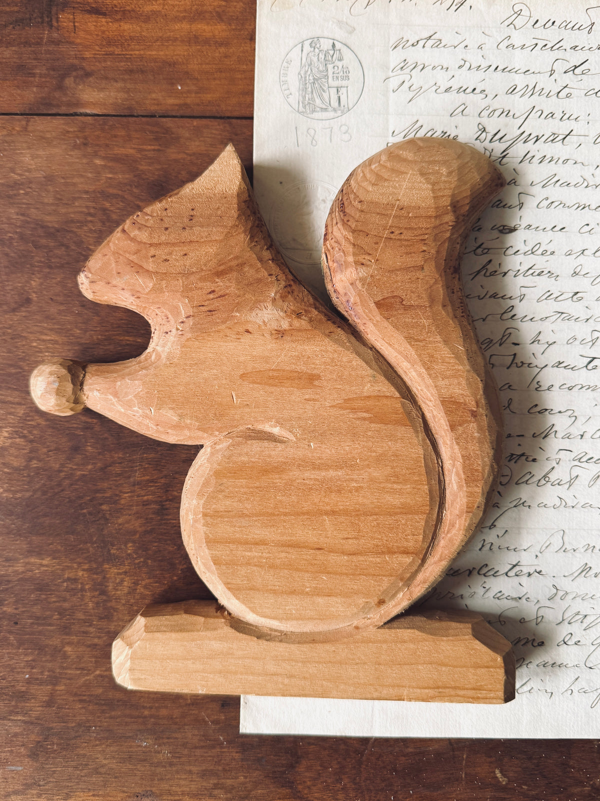Hand carved wooden squirrel