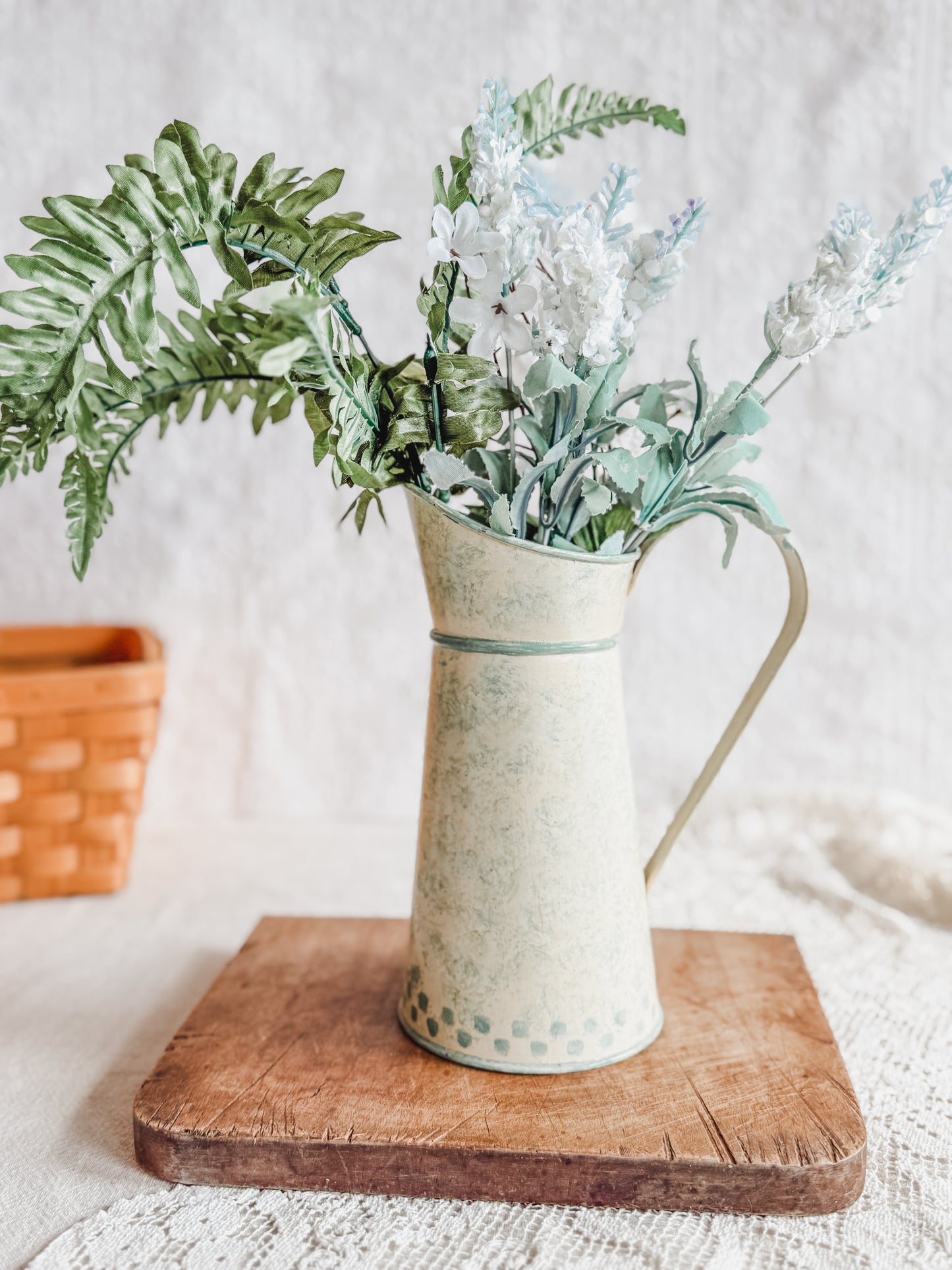 Handpainted green and yellow pitcher