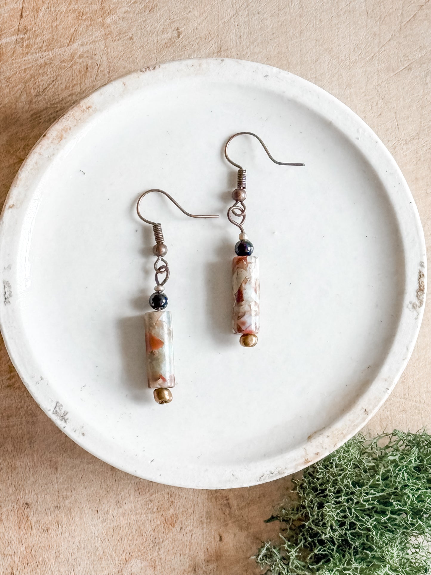 Natural Stone and Copper Earrings