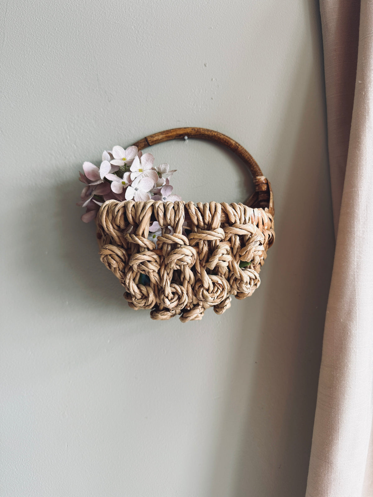 Handmade woven wall basket planter