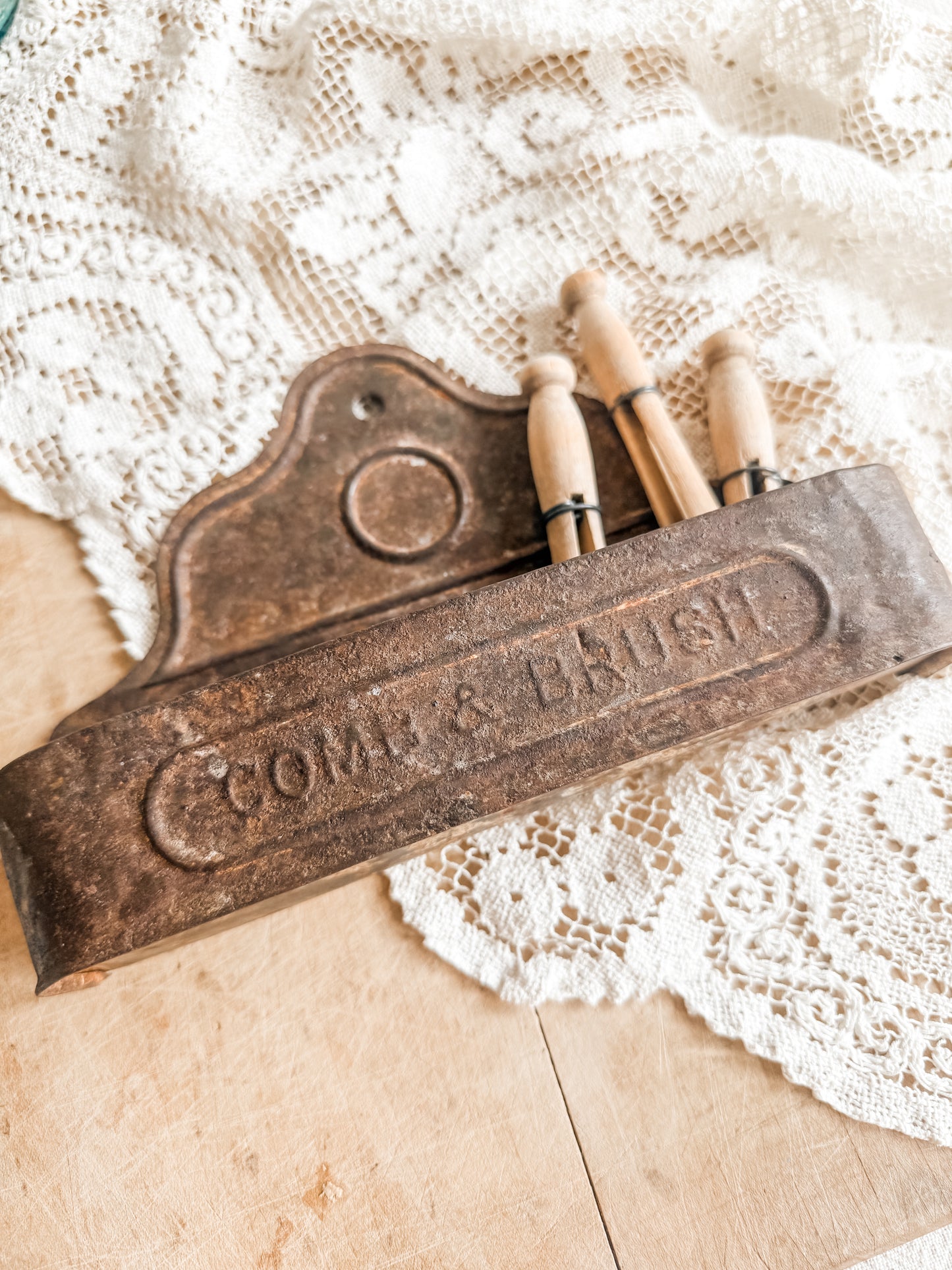 Rusty and Weathered Comb and Brush Holder