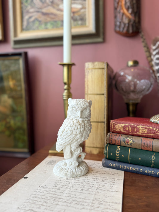 A. Santini resin alabaster owl figurine