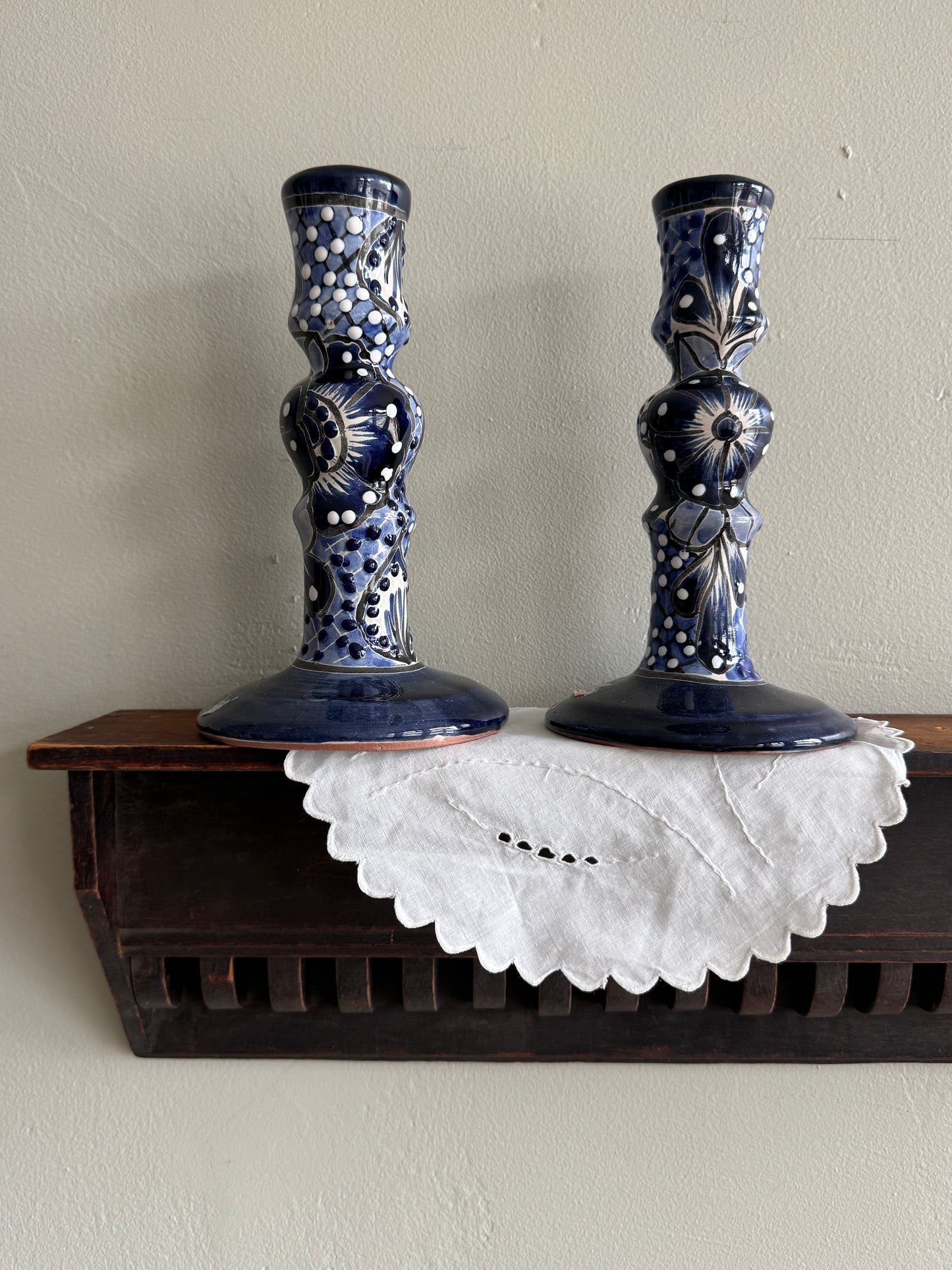 Hand-painted Talavera candlesticks