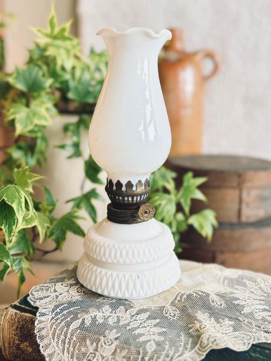 Small milkglass oil lamp