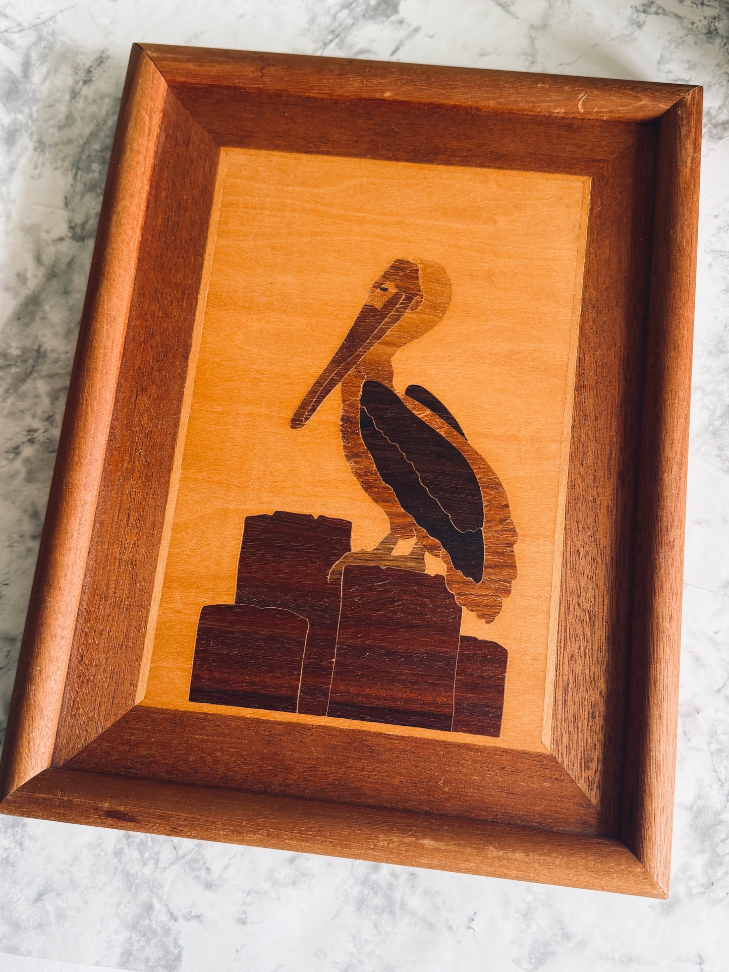 Pelican inlay marquetry