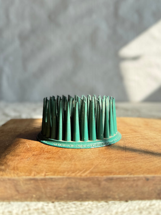 Large green vintage flower frog