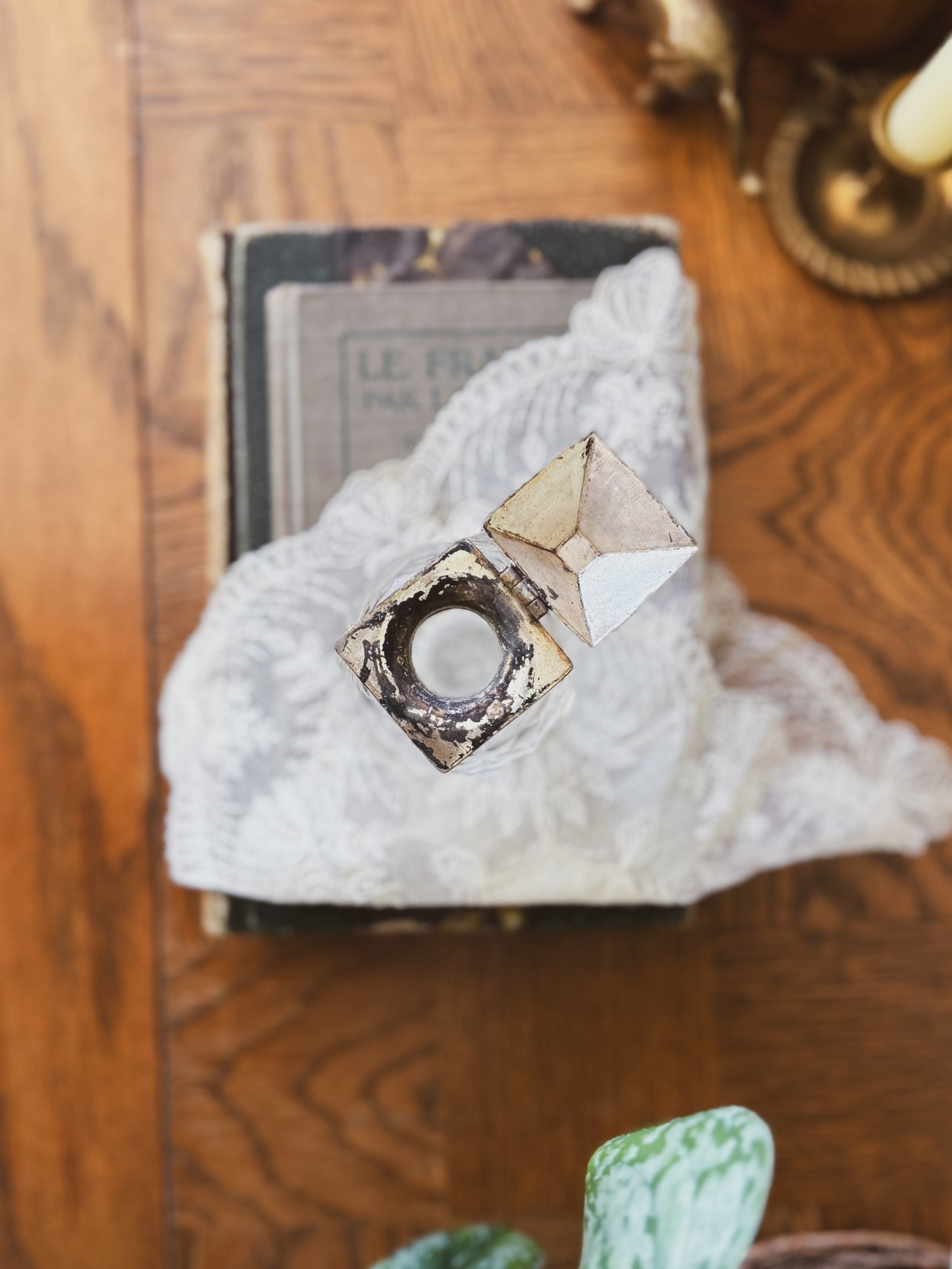 Antique silver plated inkwell