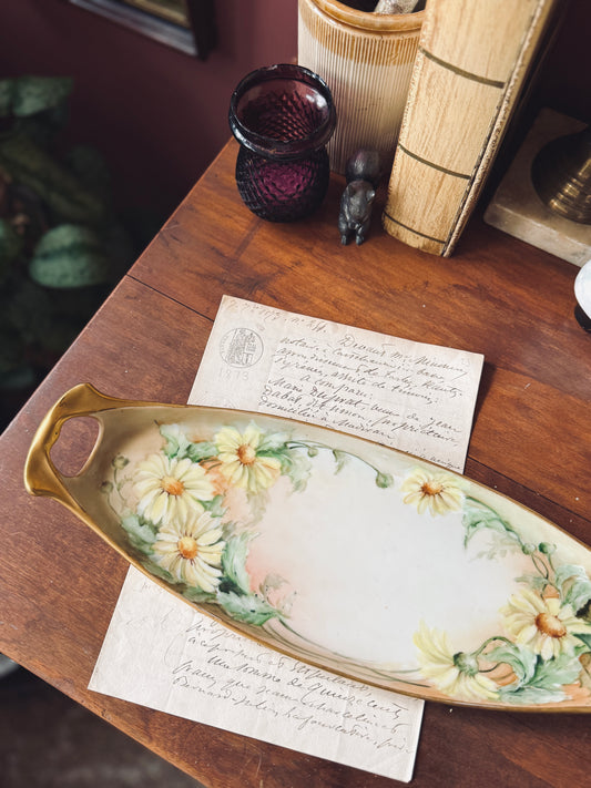 Handpainted French porcelain floral tray