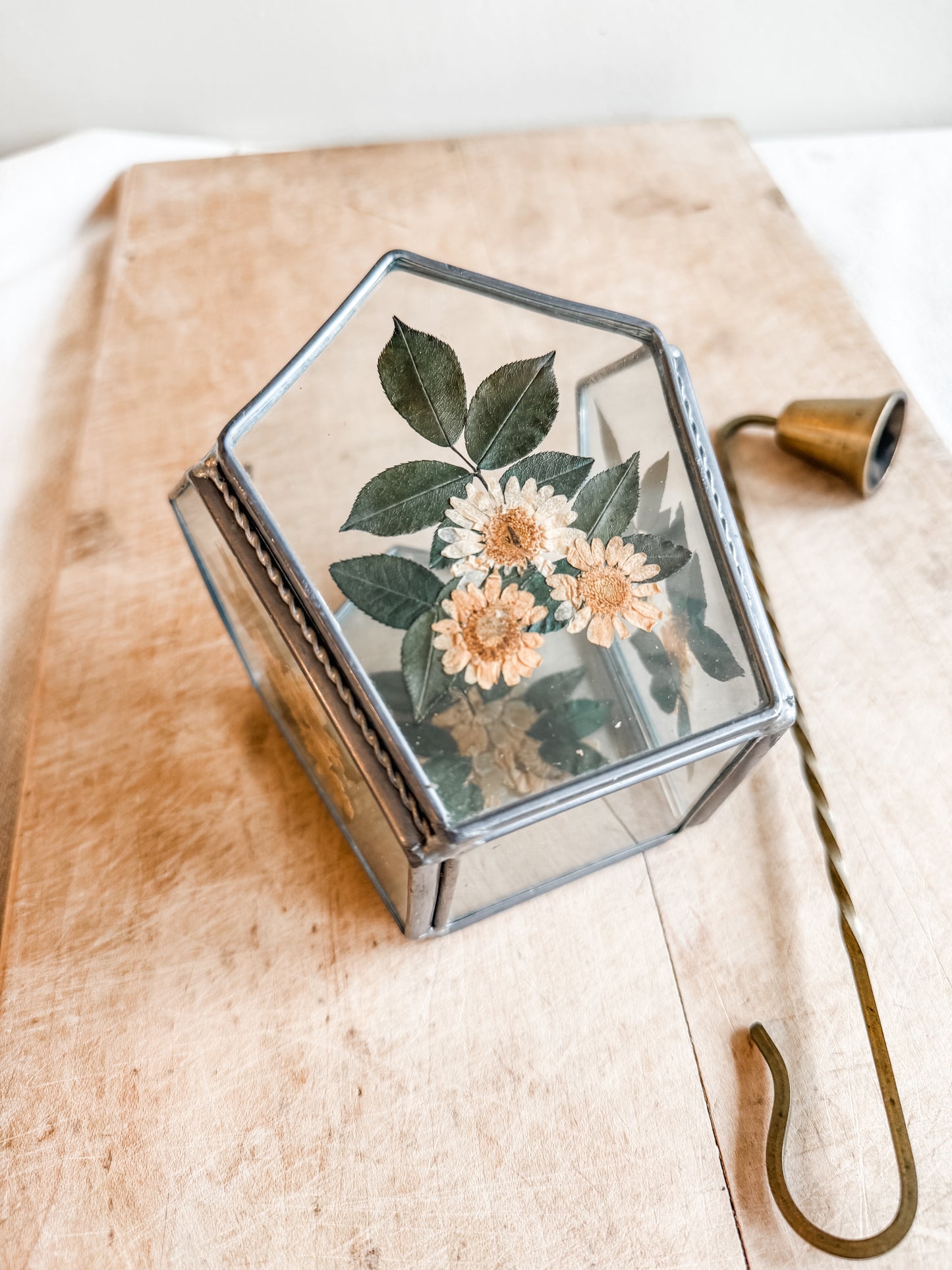 Dried Pressed Flower Candle or Tealight Holder