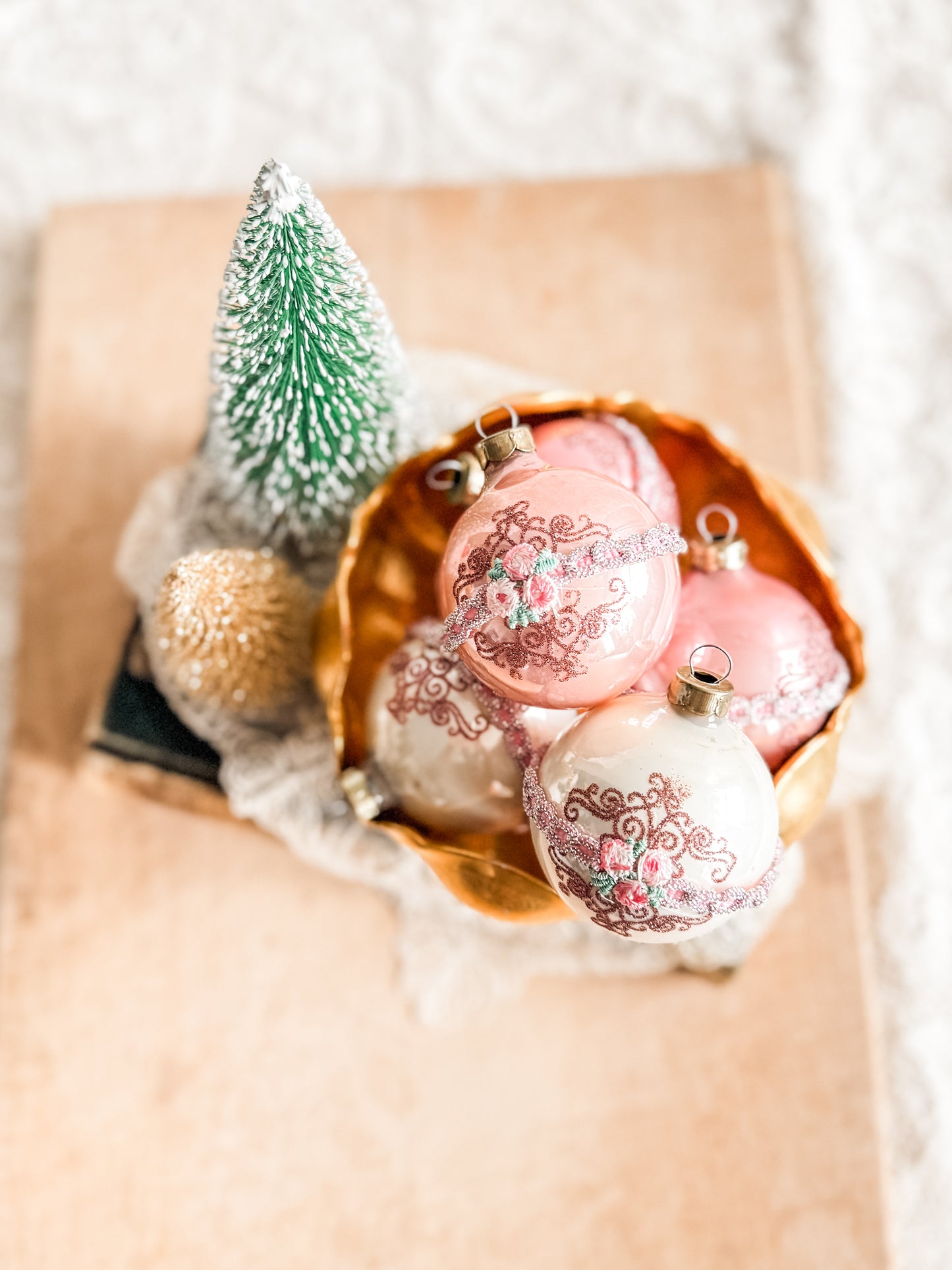 5 Pink and White Ornaments