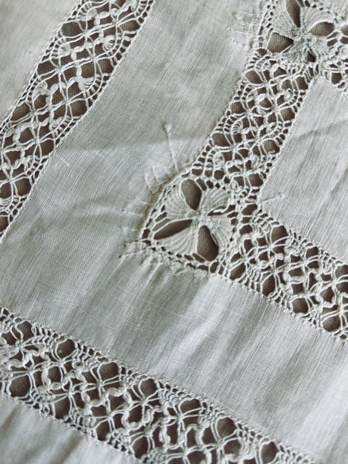 Rectangular white linen table runner