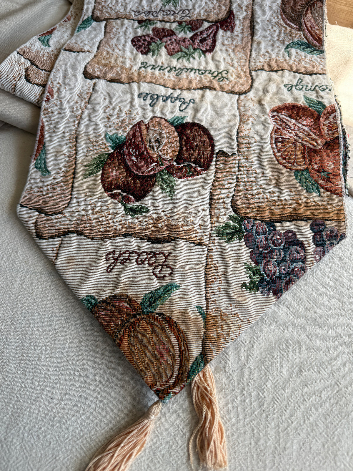 Woven tapestry fruit table runner