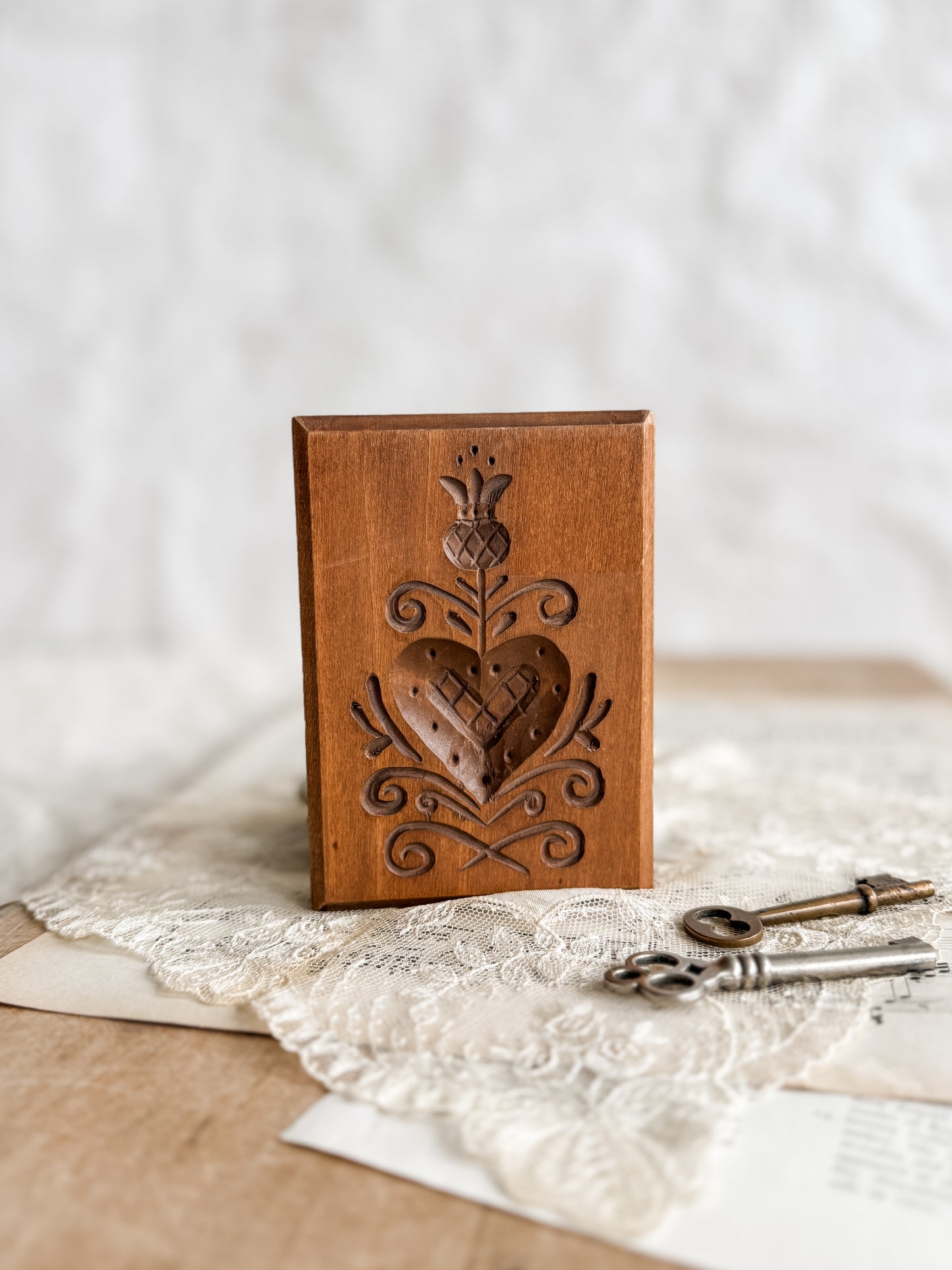 Wooden Springerle Butter Cookie Stamp Press Mold